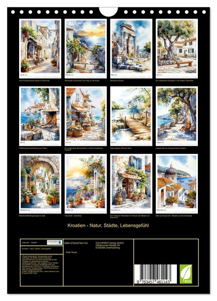 Produktbild: Kroatien - Natur, St&auml;dte, Lebensgef&uuml;hl (Wandkalender 2026 DIN A4 hoch), CALVENDO Monatskalender