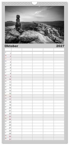 Produktbild: Familienplaner 2027 - Monochrome Wonders mit 5 Spalten (Wandkalender, 21 x 45 cm) CALVENDO