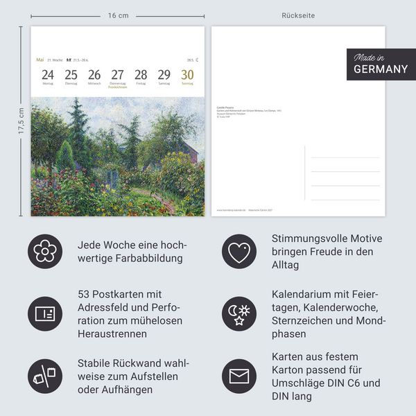 Produktbild: Malerische G&auml;rten Postkartenkalender 2027 - Kalender mit 53 Kunstpostkarten