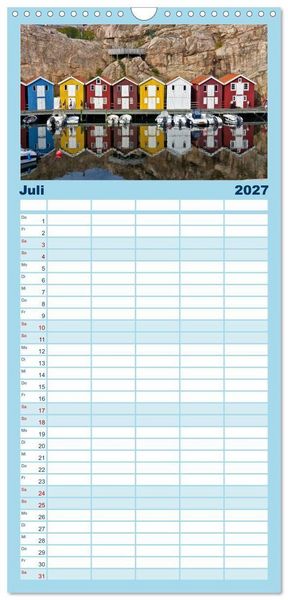 Produktbild: Familienplaner 2027 - Unterwegs in Schweden mit 5 Spalten (Wandkalender, 21 x 45 cm) CALVENDO