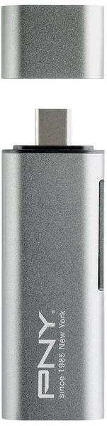 Produktbild: PNY R-TC-UA-3N1E01-RB Externer Speicherkartenleser USB-C&reg; USB 3.2 (Gen 1) Metallic