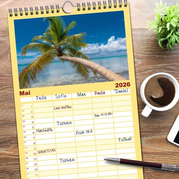 Produktbild: Familienplaner 2026 - Karibik Traum Isla Saona mit 5 Spalten (Wandkalender, 21 x 45 cm) CALVENDO