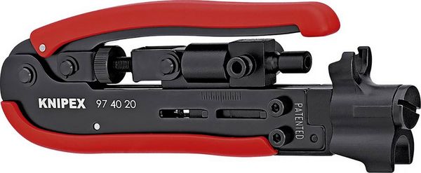 Produktbild: Knipex 97 40 20 SB Kompressionswerkzeug Geeignet f&uuml;r F-Stecker, BNC-Stecker, RCA-Stecker RG59, RG6, RG11