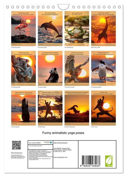 Produktbild: Funny animalistic yoga poses (Wall Calendar 2026 DIN A4 portrait), CALVENDO 12 Month Wall Calendar