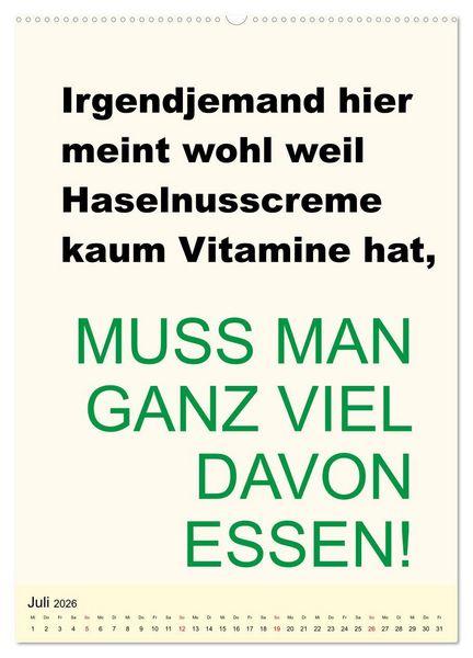 Produktbild: Spr&uuml;che-Kalender. Lustiges f&uuml;r die Familie! (Wandkalender 2026 DIN A2 hoch), CALVENDO Monatskalender