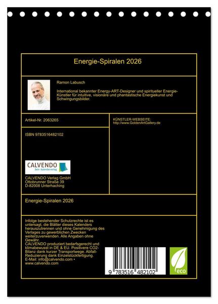 Produktbild: Energie-Spiralen 2026 (Tischkalender 2026 DIN A5 hoch), CALVENDO Monatskalender