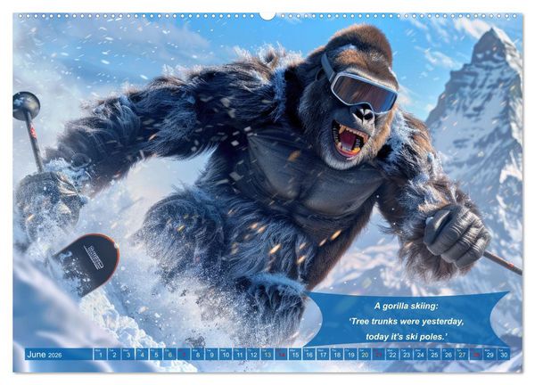 Produktbild: Funny charming animals as skiers (Wall Calendar 2026 DIN A2 landscape), CALVENDO 12 Month Wall Calendar
