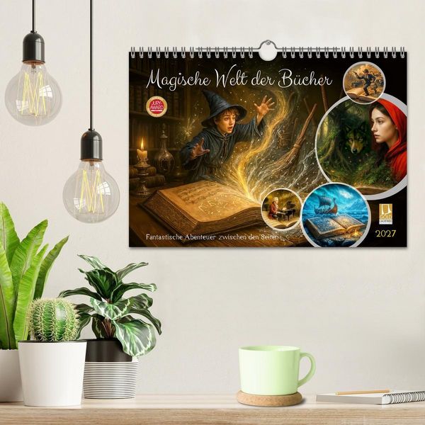 Produktbild: Magische Welt der B&uuml;cher - Fantastische Abenteuer zwischen den Seiten (Wandkalender 2027 DIN A4 quer), CALVENDO Monatskalender