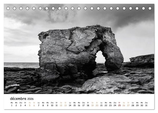 Produktbild: Terres de contraste &ndash; Une ann&eacute;e en monochrome (Calendrier de bureau 2026 DIN A5 vertical), CALVENDO calendrier mensuel