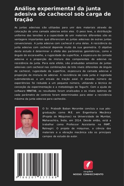 Produktbild: An&aacute;lise experimental da junta adesiva do cachecol sob carga de tra&ccedil;&atilde;o