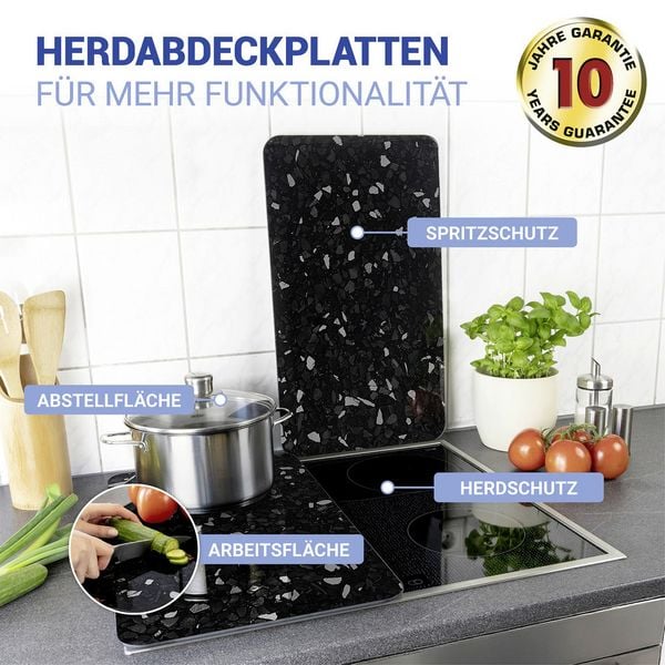 Produktbild: Herdabdeckplatte Universal Mod. Terrazzo, 2er Set, f&uuml;r alle Herdarten geeignet