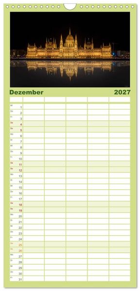 Produktbild: Familienplaner 2027 - So sch&ouml;n ist Ungarn. Sehenswertes am Balaton und in Budapest mit 5 Spalten (Wandkalender, 21 x 45 cm) CALVENDO