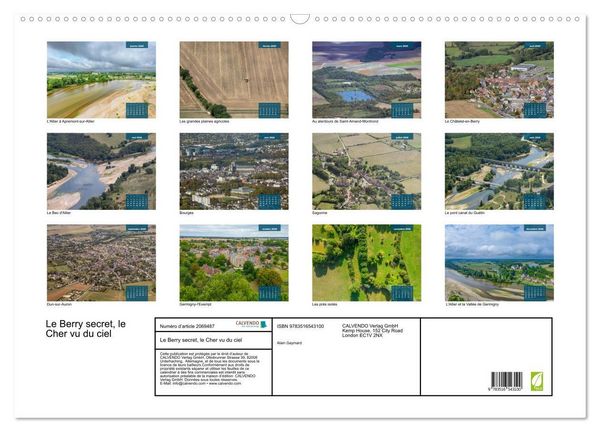 Produktbild: Le Berry secret, le Cher vu du ciel (Calendrier mural 2026 DIN A2 vertical), CALVENDO calendrier mensuel