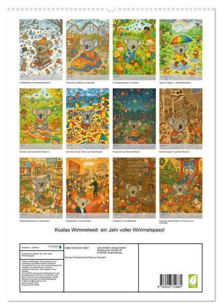 Produktbild: Koalas Wimmelwelt ein Jahr voller Wimmelspass! (hochwertiger Premium Wandkalender 2026 DIN A2 hoch), Kunstdruck in Hochglanz