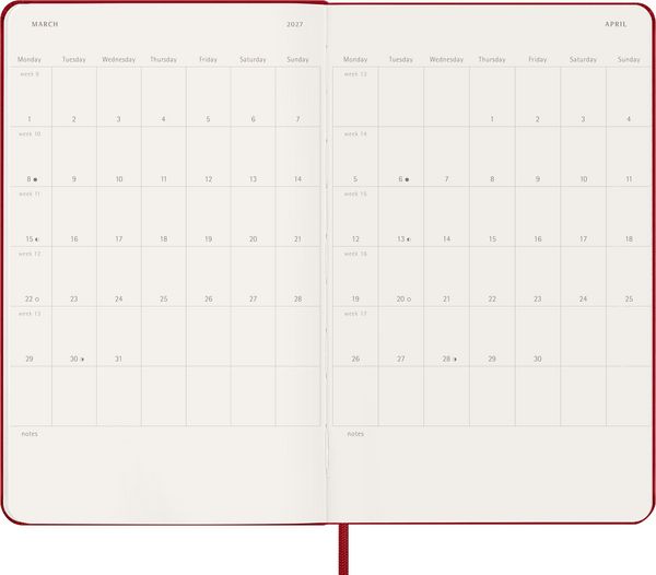 Produktbild: Moleskine 18 Monate Wochen Notizk. 26/27 A5 1W=1S Geb Rot