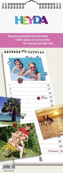 Produktbild: Heyda 2070491, Bastelkalender/DIY-Kalender/Fotokalender, immerw&auml;hrend, 16 x 42,5 cm, Deckblatt: Kunstdruckpapier, Deckblatt: farbig bedruckt mit Motiv, Monatsbl&auml;tter: wei&szlig;
