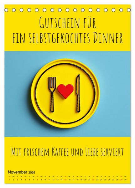 Produktbild: Gutscheinkalender - Gutschein Karten als Geschenk der Liebe (Tischkalender 2026 DIN A5 hoch), CALVENDO Monatskalender
