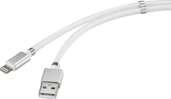 Produktbild: Renkforce USB-Kabel USB 2.0 USB-A Stecker, Apple Lightning Stecker 1.00m Wei&szlig; TO-6897012