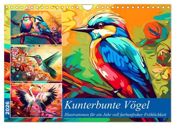 Produktbild: Kunterbunte V&ouml;gel (Wandkalender 2026 DIN A4 quer), CALVENDO Monatskalender