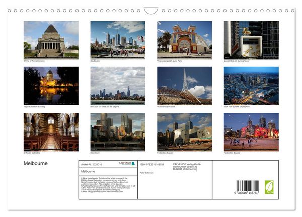 Produktbild: Melbourne (Wandkalender 2026 DIN A3 quer), CALVENDO Monatskalender