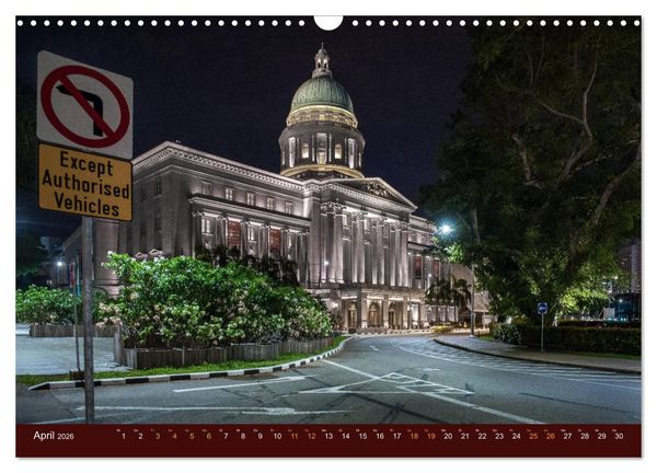 Produktbild: Nachtansichten Singapur City (Wandkalender 2026 DIN A3 quer), CALVENDO Monatskalender
