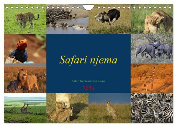 Safari njema - Safari Impressionen Kenia (Wandkalender 2026 DIN A4 quer), CALVENDO Monatskalender