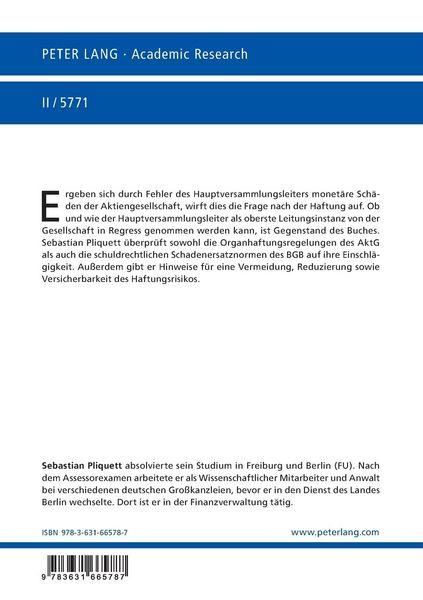 Produktbild: Die Haftung des Hauptversammlungsleiters