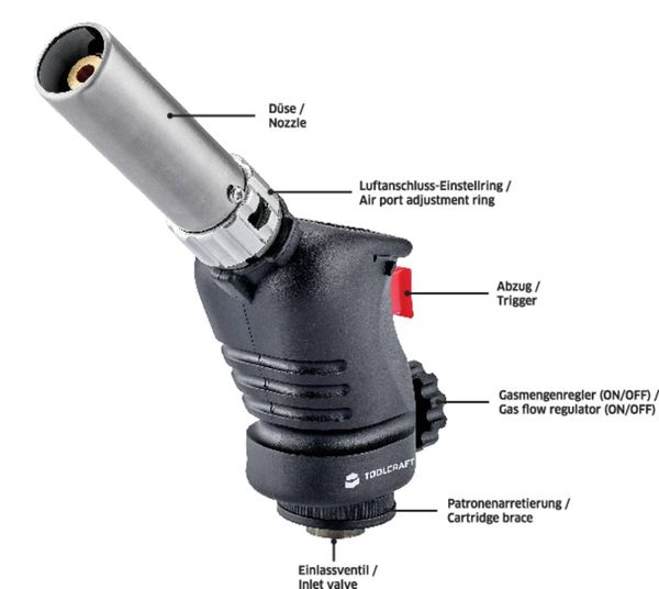 Produktbild: TOOLCRAFT 1694485 L&ouml;tlampe 1500&deg;C ohne Gasflasche 1St.