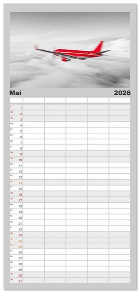 Produktbild: Familienplaner 2026 - BLITZschnell - Z&uuml;ge und Flugzeuge in Bewegung - Color-Key mit 5 Spalten (Wandkalender, 21 x 45 cm) CALVENDO