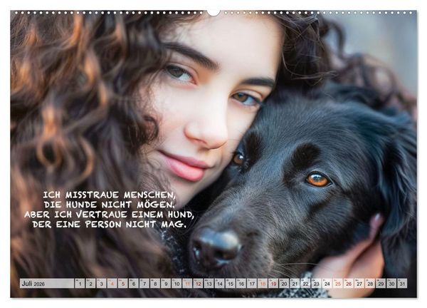 Produktbild: Hunde und ber&uuml;hrende Spr&uuml;che (Wandkalender 2026 DIN A2 quer), CALVENDO Monatskalender
