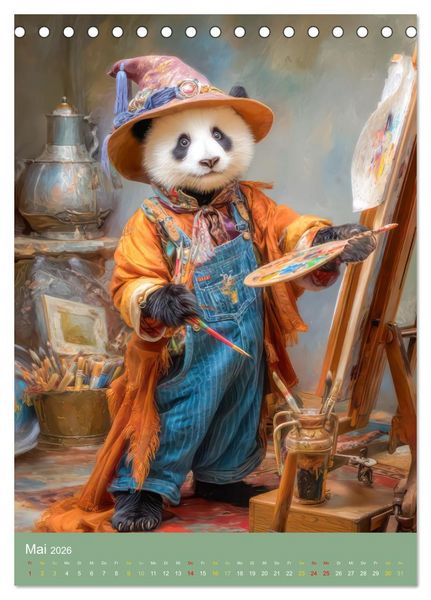 Produktbild: Pandas - Tatenfreudige B&auml;ren (Tischkalender 2026 DIN A5 hoch), CALVENDO Monatskalender