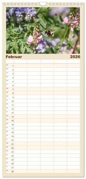 Produktbild: Familienplaner 2026 - Hummelflug mit 5 Spalten (Wandkalender, 21 x 45 cm) CALVENDO