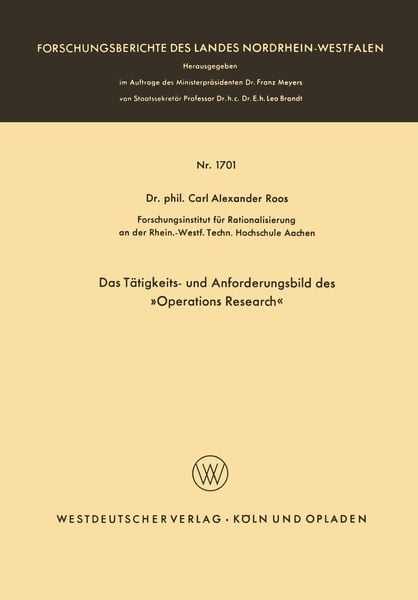 Produktbild: Das T&auml;tigkeits- und Anforderungsbild des &raquo;Operations Research&laquo;