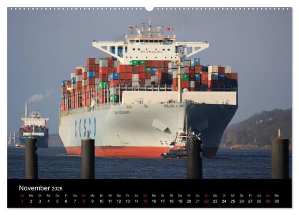 Produktbild: Schiffe auf der Elbe (hochwertiger Premium Wandkalender 2026 DIN A2 quer), Kunstdruck in Hochglanz