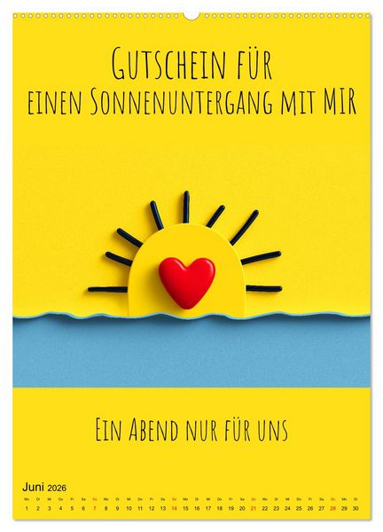 Produktbild: Gutscheinkalender - Gutschein Karten als Geschenk der Liebe (Wandkalender 2026 DIN A2 hoch), CALVENDO Monatskalender