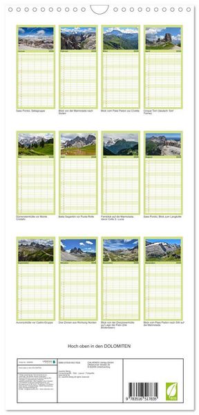 Produktbild: Familienplaner 2026 - Hoch oben in den DOLOMITEN mit 5 Spalten (Wandkalender, 21 x 45 cm) CALVENDO