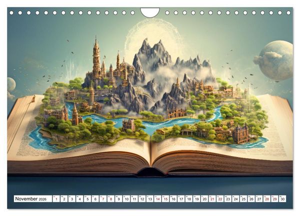 Produktbild: Mystische Welten - Mit B&uuml;chern die Grenzen der Phantasie erweitern (Wandkalender 2026 DIN A4 quer), CALVENDO Monatskalender