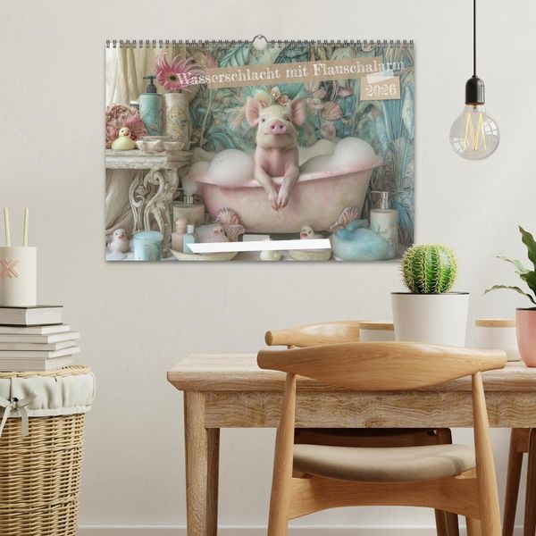 Produktbild: Wasserschlacht mit Flauschalarm (Wandkalender 2026 DIN A3 quer), CALVENDO Monatskalender