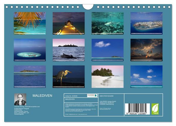 Produktbild: MALEDIVEN (Wandkalender 2026 DIN A4 quer), CALVENDO Monatskalender