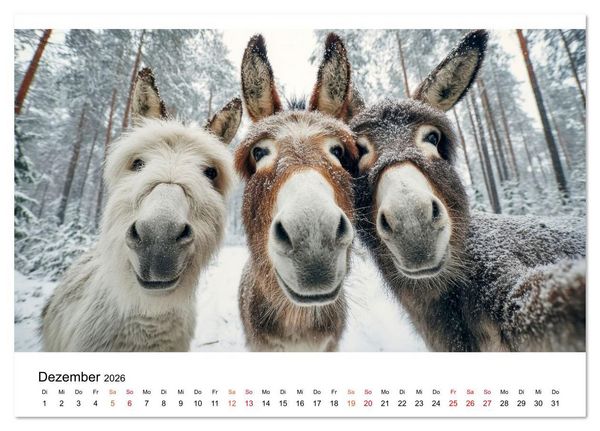 Produktbild: Esel - sanfte Seelen, gro&szlig;e Ohren (Tischkalender 2026 DIN A5 quer), CALVENDO Monatskalender