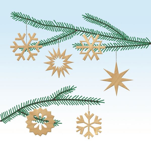 Produktbild: PEBARO 843/3 - Holzbausatz Baumschmuck 3, 6 Teile, Holzkonstruktion zum Zusammenstecken