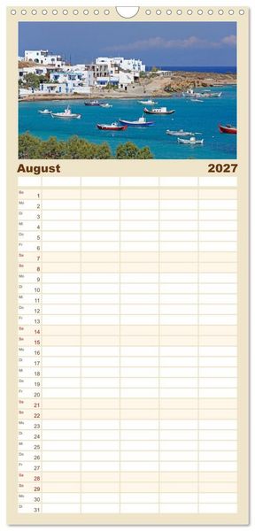Produktbild: Familienplaner 2027 - Die Kykladen - Inseln im &Auml;g&auml;ischen Meer mit 5 Spalten (Wandkalender, 21 x 45 cm) CALVENDO