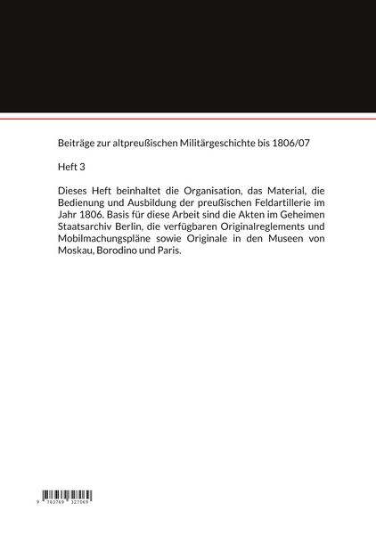 Produktbild: Die preu&szlig;ische Feld-Artillerie im Jahr 1806 (I)