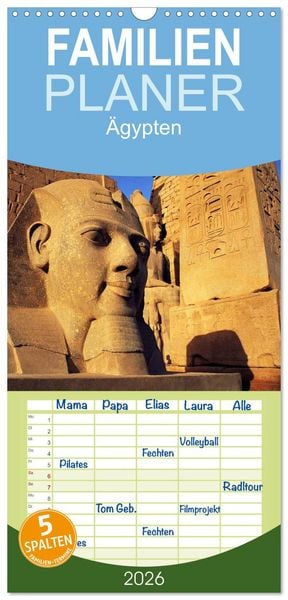 Produktbild: Familienplaner 2026 - &Auml;gypten mit 5 Spalten (Wandkalender, 21 x 45 cm) CALVENDO