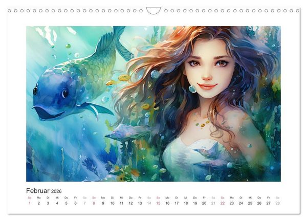 Produktbild: Liebliche Meerjungfrauen (Wandkalender 2026 DIN A3 quer), CALVENDO Monatskalender