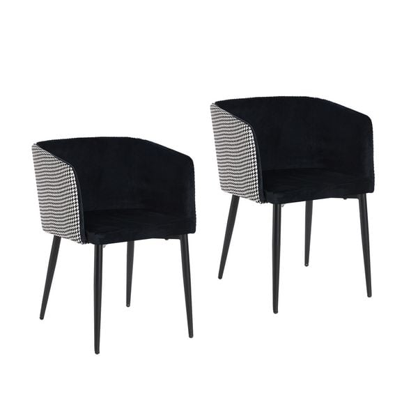 Produktbild: HTI-Living Stuhl Destin Hahnentritt Schwarz-Wei&szlig; 2er-Set