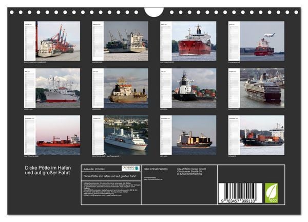 Produktbild: Dicke P&ouml;tte im Hafen und auf gro&szlig;er Fahrt (Wandkalender 2026 DIN A4 quer), CALVENDO Monatskalender