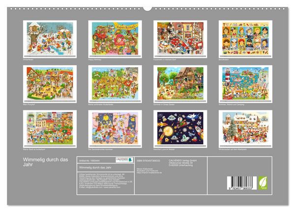Produktbild: Wimmelig durch das Jahr (hochwertiger Premium Wandkalender 2026 DIN A2 quer), Kunstdruck in Hochglanz