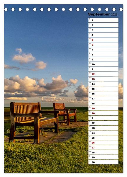 Produktbild: Westk&uuml;ste - Zwischen St. Peter Ording, B&uuml;sum und Elbe (Tischkalender 2026 DIN A5 hoch), CALVENDO Monatskalender