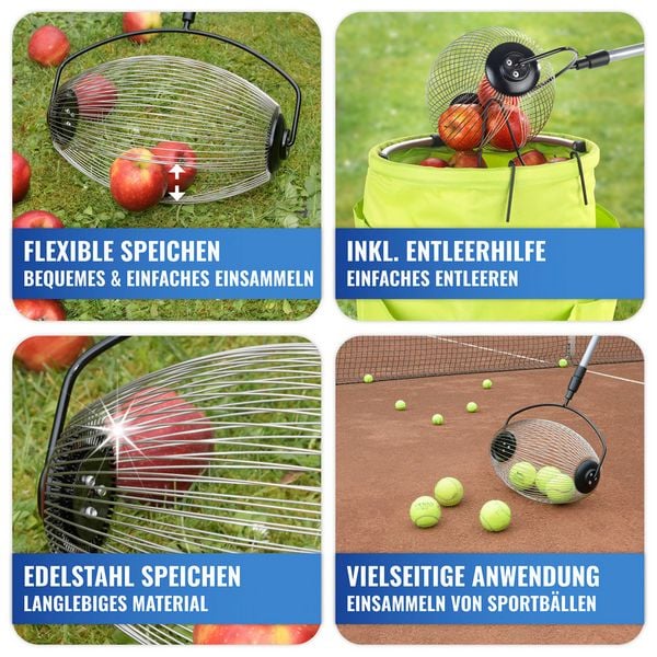 Produktbild: Rollsammler mit Teleskopstiel, schwarz/silber, Edelstahl, 34x83-148x18.5 cm, flexible
